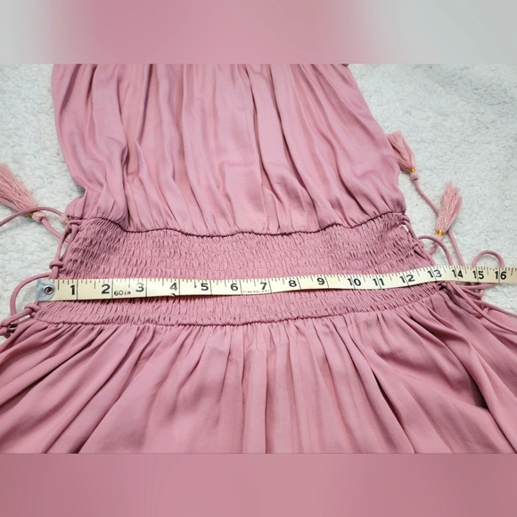 DO+BE high neck silky pink dress. NWOT Elastic waist, tie down the sides - Picture 7 of 11